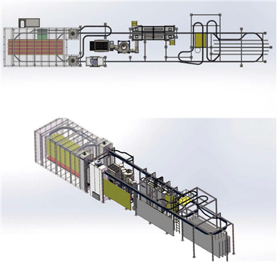 Alüminyum profili için güç ve ücretsiz konveyör otomatik toz kaplama hattı